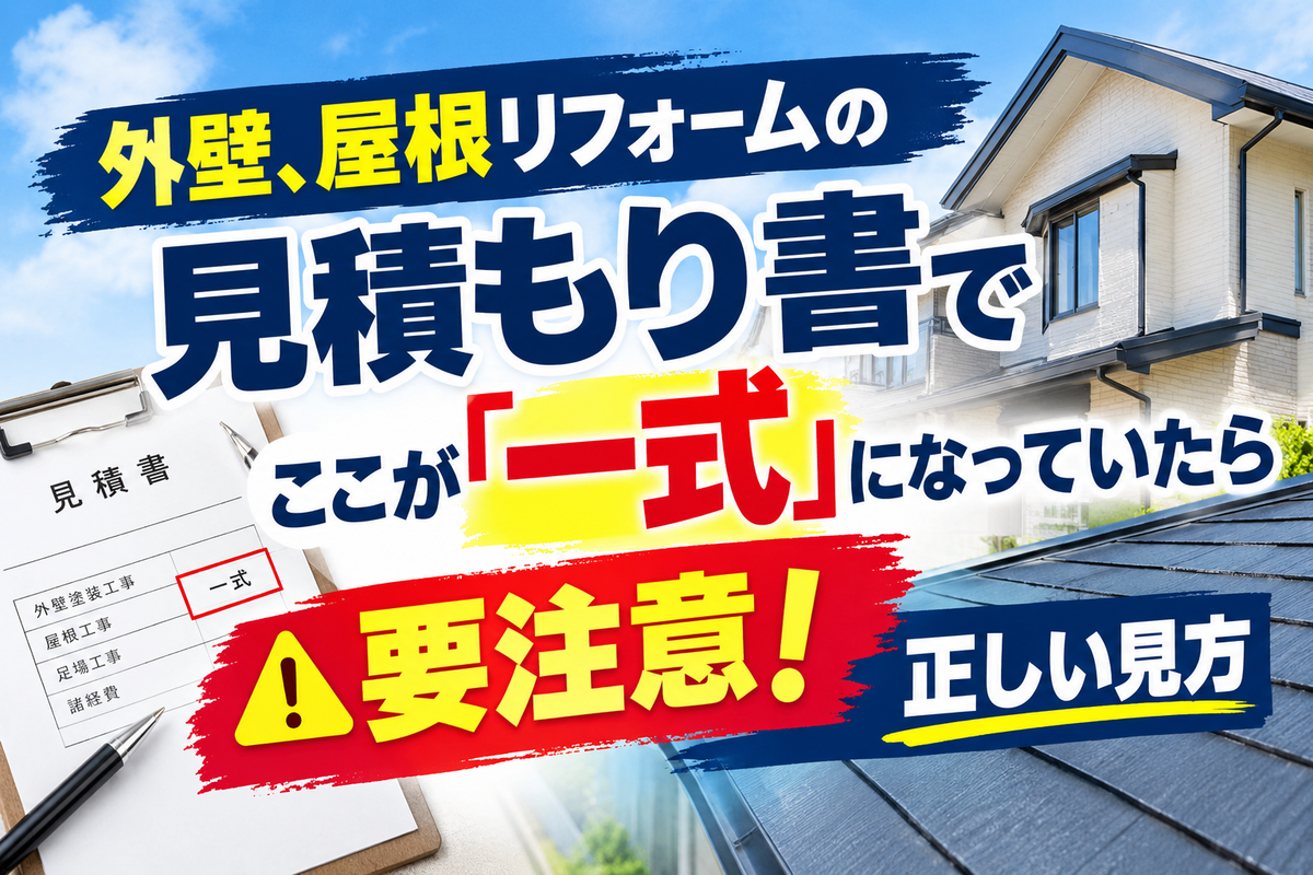 外壁、屋根リフォームの見積もり書でここが「一式」になっていたら要注意！正しい見方